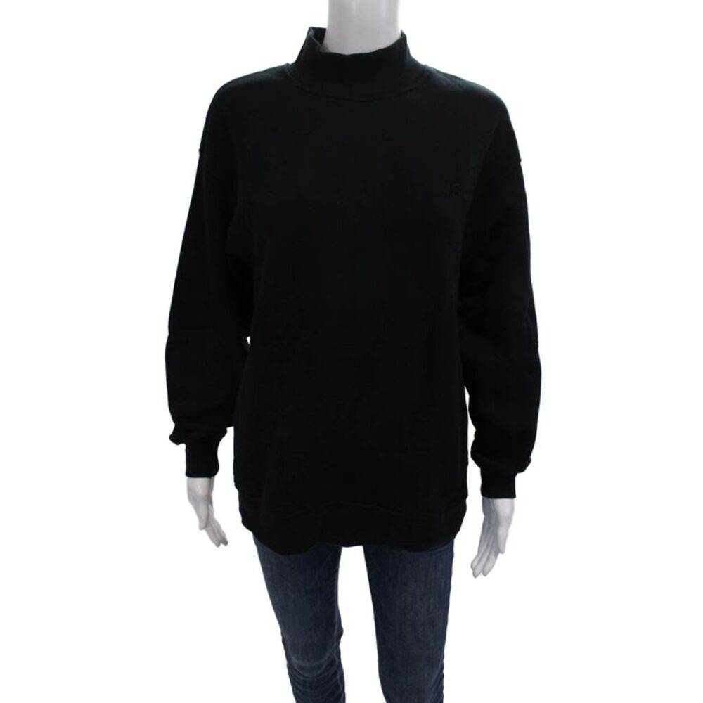 WSLY Women Pullover Sweatshirt Black Mock Neck Long Sleeve Size XS